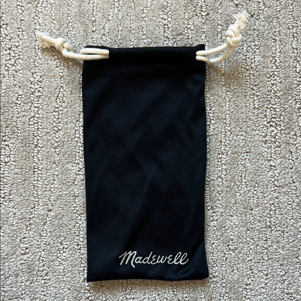 Madewell Black Drawstring Pouch with Cream Cord